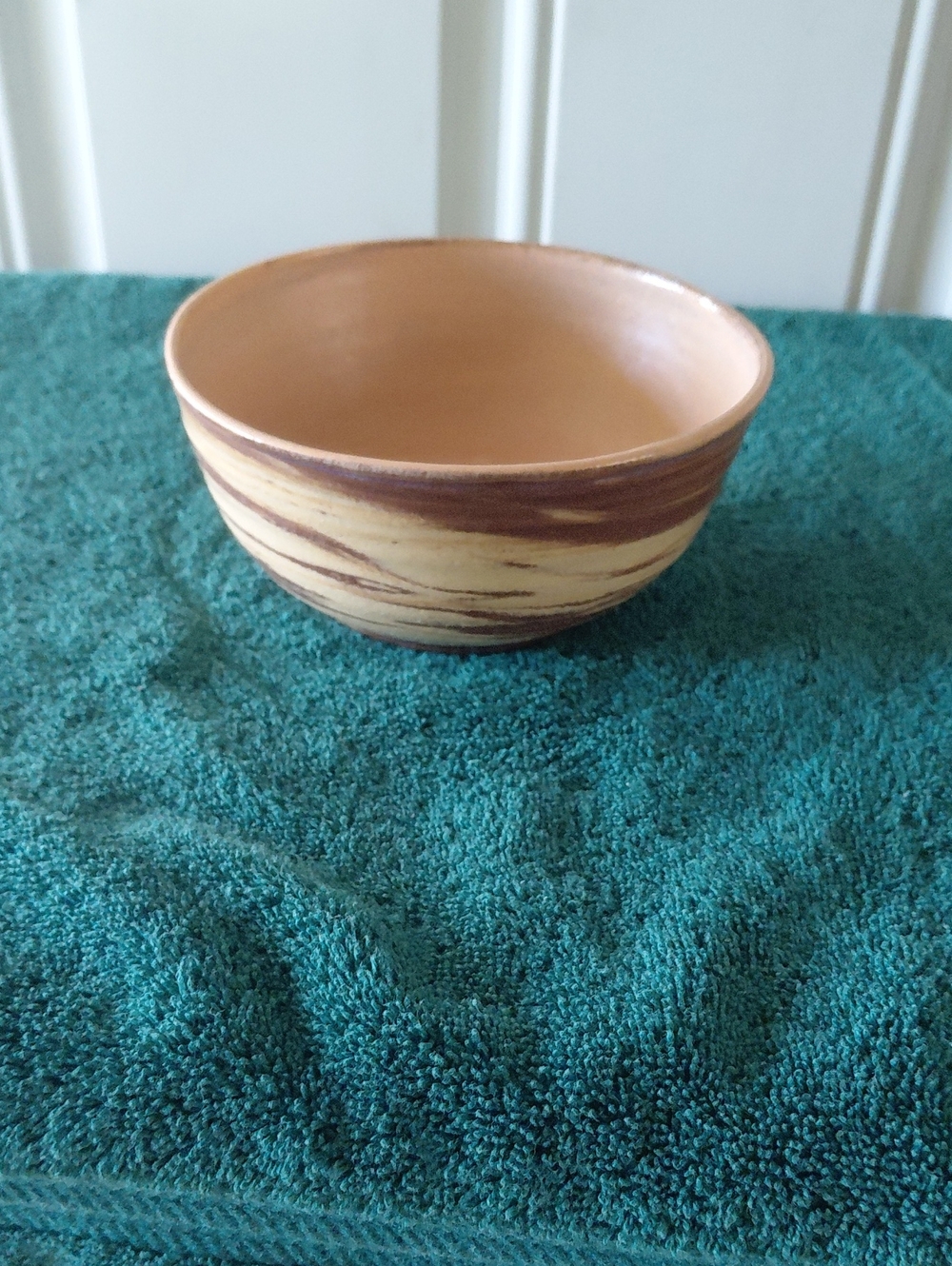 Handmade Two-Tone Ceramic Bowl in Tan and Brown